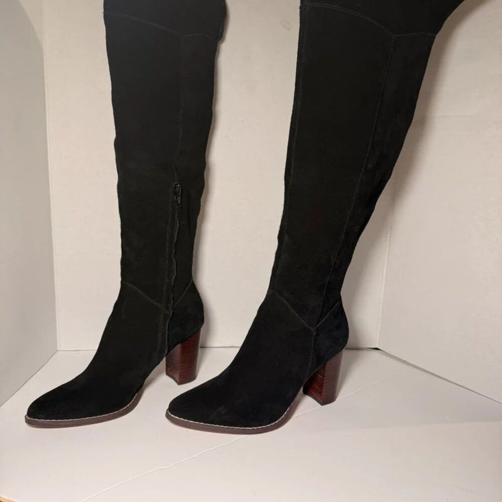 Crown vintage Black leather over the knee high women’s boots 6M